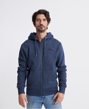 Superdry Orange Label Classic Cipzár Férfi Kapucnis Pulóver Sötétkék | FMWYU8145